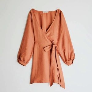 Need Supply Farrow "Violetta" Wrap Dress in Terra, Size S